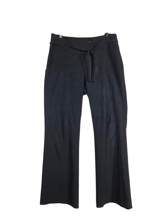 Cokluch Pants - Cokluch textured cotton Women's Black Wide-Leg Trousers with Tie Waist canadian